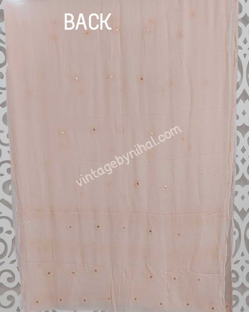 Georgette Peach Chikankari Hand Embroidered and Fine Gota Patti Work 3 Pc Suit 
